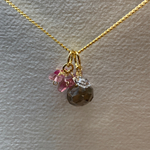 ネックレスチャーム/スモーキークォーツとハーキマーダイアモンド