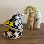 ふわふわ三角鍋つかみ 北欧ライブリーガーデン ブラック×アイスグレー