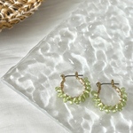 誕生石 【 ペリドット フープ ピアス イヤリング 】天然石 グリーン シンプル 小さめ 金属アレルギー プレゼント 8月