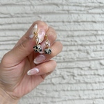 【 ダルメシアン ジャスパー ピアス イヤリング 】 シンプル 天然石 モノトーン 小さめ 金属アレルギー 控えめ