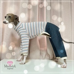 【ミニピン用犬服】ボーダーニット✖️デニムロンパース