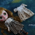 ミディsize 染めワンピ&ヘッドドレスset ドット柄