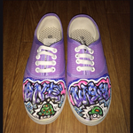 見られる落書きスニーカー☆紫陽花色