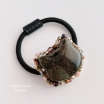 チェコビーズねこヘアゴム(アッシュブラック)