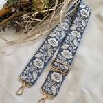 ✴︎new✴︎北欧風インド刺繍リボンショルダーストラップ太め(デニムブルー)