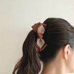 〜大人かわいい〜⌘ツイード風リボンバナナクリップ⌘ブラウン