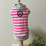 特別セール品 U/Shiho《SSサイズ完成品/防蚊加工生地》ピンク×白ボーダータンクトップ犬服