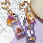 【329】むらさき×濃いブルー シャラシャラハロウィンキーホルダー シェイカー シャカシャカ レジン Halloween