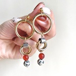 ダルメシアン柄ピアス レッド系