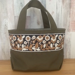 最終値下げ※帆布とインド刺繍のミニトート カーキ②