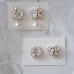 こっそりハートのパールビジューピアス/イヤリング 【ブライダル ウエディング お呼ばれ 】上品 金属アレルギー