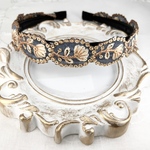 1000円🎉インド刺繍リボン カチューシャ No.g019 落ち着いたブルー