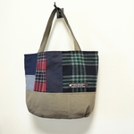 new✨パッチワークバケツトート(01)1点物ギフトチェックバッグ帆布キャンバスモノトーン