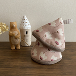 ふわふわ三角鍋つかみ 北欧チューリップ くすみピンク