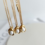 淡水パールネックレス【シンプル ステンレス 小さめ 】