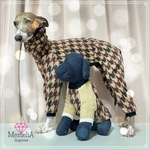 イタグレ用犬服🐕どちらが好み?♡ボア袖変更OK!ブラウン千鳥のおしゃれロンパース♡