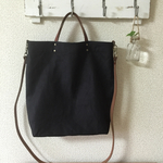 リネン帆布のシンプル2wayバッグ ブラック