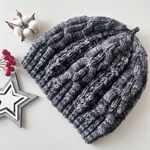 【dekobo様専用】模様編みのニット帽(大人用・モノトーングラデver.)