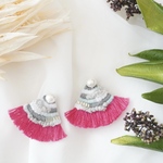 【 pierrot 】light blue × pink / 刺繍ピアス( イヤリング )