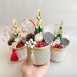 【ホワイト再販】陶器の器のお正月飾り 置物タイプ お正月 門松 お飾り 正月飾り 竹 卓上