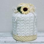 ペット用 骨壷カバー 4寸用 ハート模様 ひまわりモチーフ