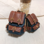 手縫いミニリュックキーホルダー(ブラウン×ネイビー)