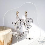 【再販】チェック柄オーガンジー✽フラワーロングピアス