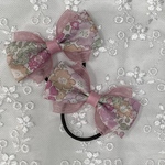 リバティ生地使用 キラキラミシェルの重ねリボンヘアゴム 2個セット