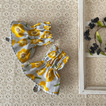 リバーシブルキッチンアームカバー 北欧デザインフラワー グレー×イエロー