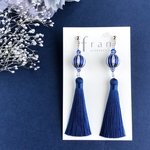 【限定品】巻き玉のタッセルイヤリング col. ブルーマニア【ピアス変更OK】フリンジ シルバー 青 ロイヤルブルー