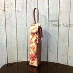 着物ワインボトルケース(ボタニカル、クリーム、藍×グレー帆布)