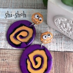 ハロウィンピアスBポリマークレイの大きめおしゃれ秋