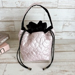 保温保冷スープジャーバック 巾着袋【ハート】【キルティング】【パールピンク】