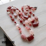 HNTK グァバクォーツ&モスコバイトロングネックレス N0737