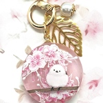 ≪ハンドメイド≫シマエナガ(花・ピンク)チャーム