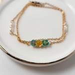 【受注生産】三恋花ブレスレット(グリーン・イエロー・ブルー)