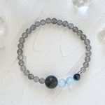 T様専用ページ ラブラドライト アクアマリン ブラックアクアマリン 天然石ブレスレット パワーストーンブレスレット デザインブレスレット 宇宙と海のブレスレット