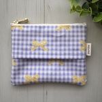 ポケットティッシュポーチ ラミネート 【チェック&リボン/パープル】