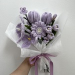 紫のブーケ・白のブーケ・ベージュモールフラワー 枯れない花 3点セット