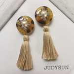 べっ甲×コットンパール&タッセル(ベージュ)