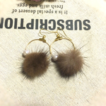 ミンクファー×フープピアス(ブラウン)