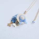 麦わら帽子のネックレス(ブルー)