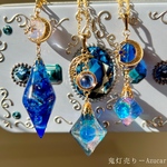 「次回再販未定」旅人の宝石「蒼の国の物語」 蓄光宇宙レジン3点ネックレスセット