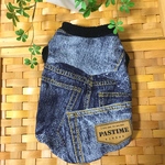 U/Shiho《SSサイズ完成品》デニムプリントのタンクトップ犬服