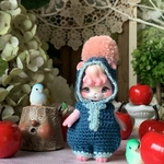 ぽんぽん帽子のオールインワン*ブルー