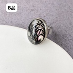 【B品・10月末で販売終了】hagasane【羽重】オーバル/サージカルステンレス/サイズ変更可/手描き/指輪