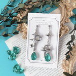 ピーコックグリーンの星々の輝きシルバーピアスorイヤリング