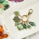 じゃらじゃらキーホルダー【グリーン・B】一点物 チャーム ドロップキーホルダー バッグチャーム