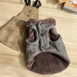 【Sサイズ】 犬服 アウター ベスト ボア リバーシブル ブラウン ヘリンボーン ツイード レトロ 冬 冬服 ペットウェア ドッグウェア あったかい 防寒 前開き