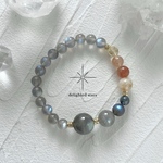 ラブラドライト ディープアクアマリン ミルキーシトリン アルーシャサンストーン シトリン 天然石ブレスレット パワーストーンブレスレット デザインブレスレット